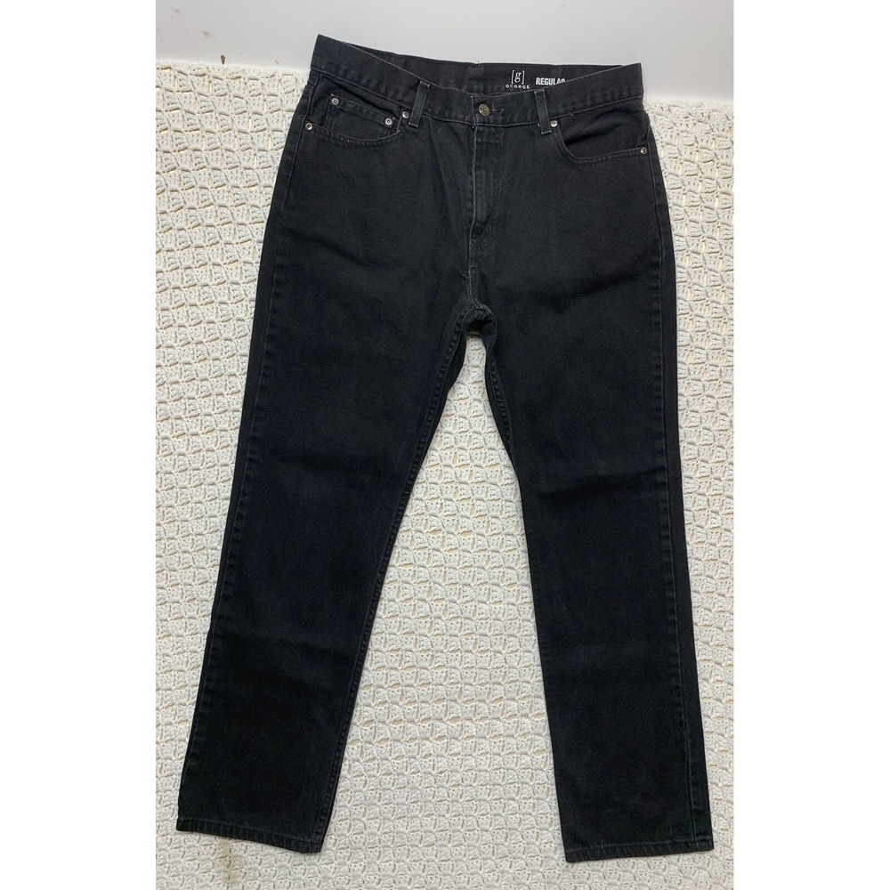 George Men's‎ Jeans Tag 36x35 Approx 35x33 Black Denim Regular Straight Leg